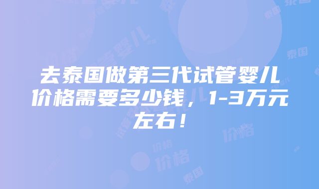 去泰国做第三代试管婴儿价格需要多少钱，1-3万元左右！