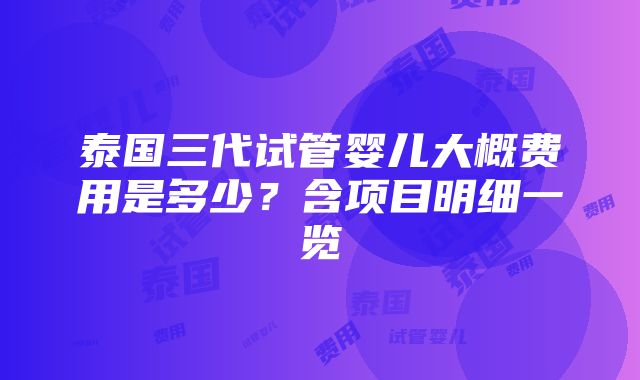 泰国三代试管婴儿大概费用是多少？含项目明细一览