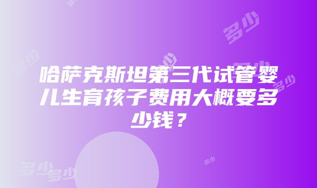 哈萨克斯坦第三代试管婴儿生育孩子费用大概要多少钱？