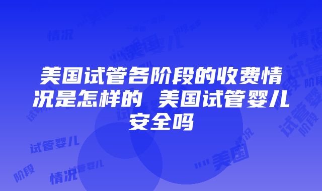 美国试管各阶段的收费情况是怎样的 美国试管婴儿安全吗