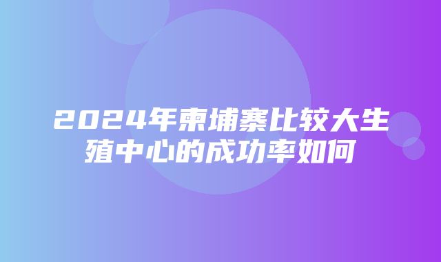 2024年柬埔寨比较大生殖中心的成功率如何