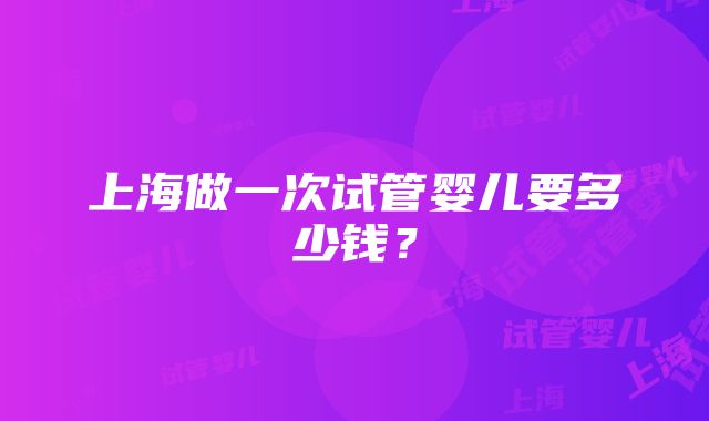 上海做一次试管婴儿要多少钱？