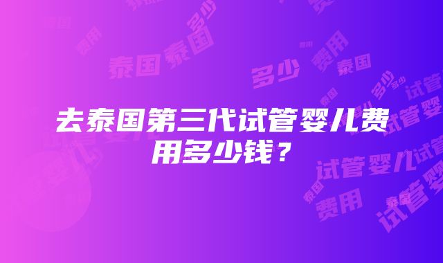 去泰国第三代试管婴儿费用多少钱？