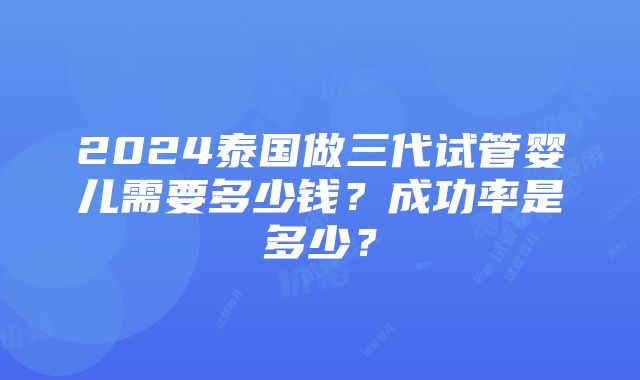 2024泰国做三代试管婴儿需要多少钱？成功率是多少？