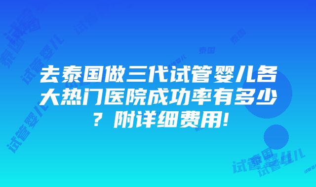 去泰国做三代试管婴儿各大热门医院成功率有多少？附详细费用!