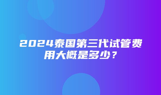 2024泰国第三代试管费用大概是多少？