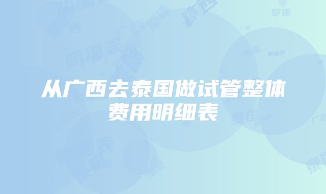 从广西去泰国做试管整体费用明细表