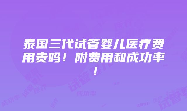 泰国三代试管婴儿医疗费用贵吗！附费用和成功率！