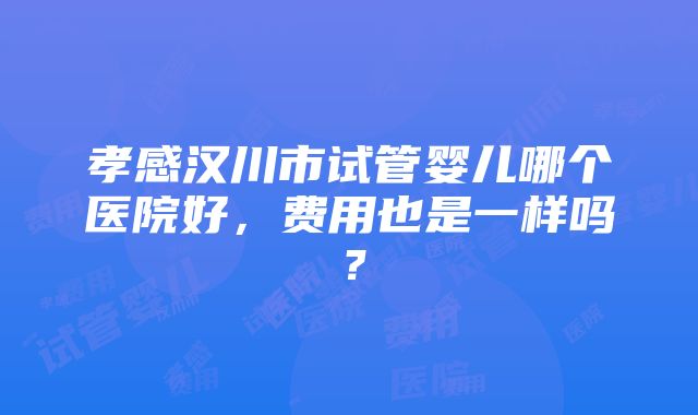 孝感汉川市试管婴儿哪个医院好，费用也是一样吗？