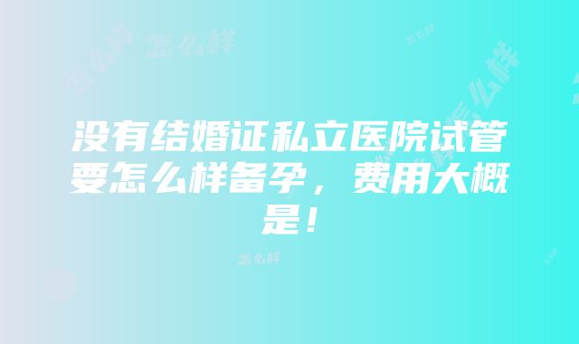 没有结婚证私立医院试管要怎么样备孕，费用大概是！