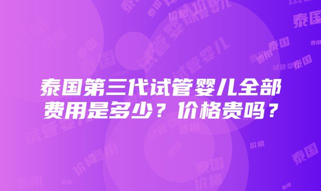 泰国第三代试管婴儿全部费用是多少？价格贵吗？