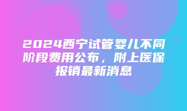 2024西宁试管婴儿不同阶段费用公布，附上医保报销最新消息