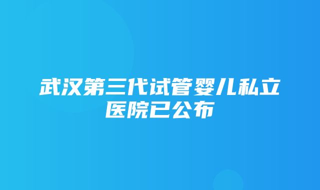 武汉第三代试管婴儿私立医院已公布