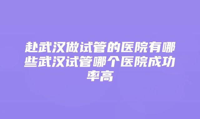 赴武汉做试管的医院有哪些武汉试管哪个医院成功率高