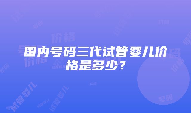 国内号码三代试管婴儿价格是多少？