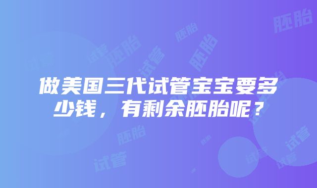 做美国三代试管宝宝要多少钱，有剩余胚胎呢？