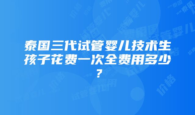 泰国三代试管婴儿技术生孩子花费一次全费用多少？