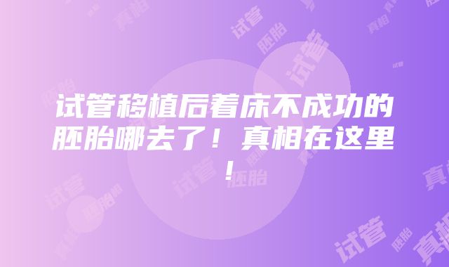 试管移植后着床不成功的胚胎哪去了！真相在这里！