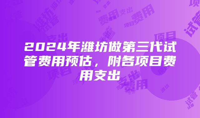 2024年潍坊做第三代试管费用预估，附各项目费用支出