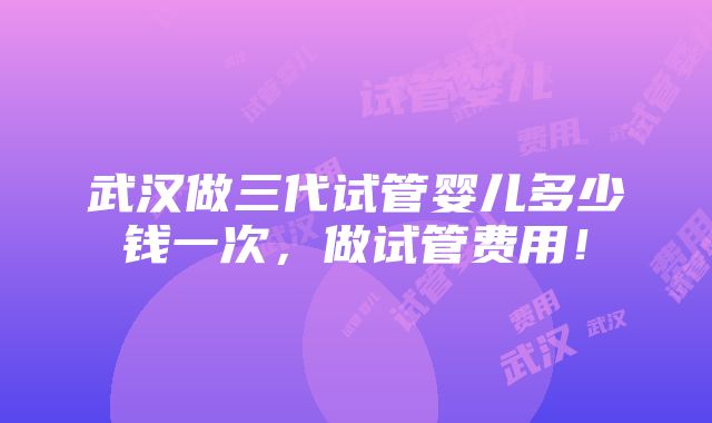 武汉做三代试管婴儿多少钱一次，做试管费用！