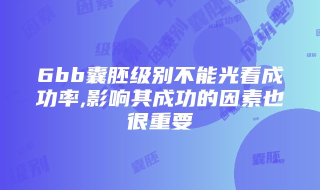 6bb囊胚级别不能光看成功率,影响其成功的因素也很重要