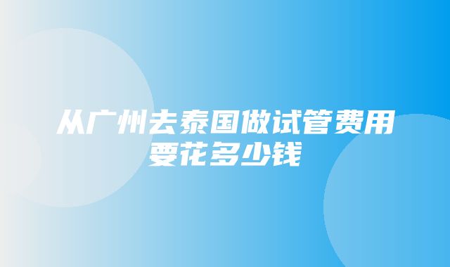 从广州去泰国做试管费用要花多少钱