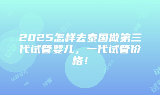 2025怎样去泰国做第三代试管婴儿，一代试管价格！