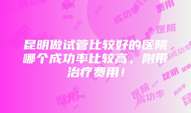 昆明做试管比较好的医院哪个成功率比较高，附带治疗费用！