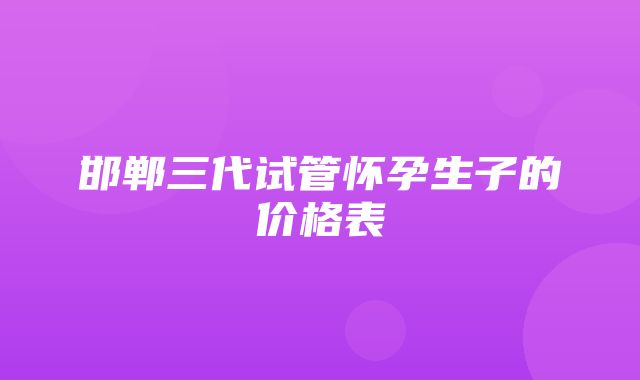 邯郸三代试管怀孕生子的价格表