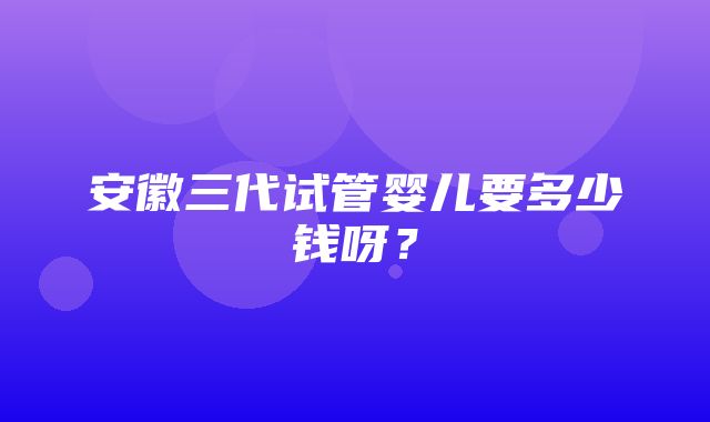 安徽三代试管婴儿要多少钱呀？