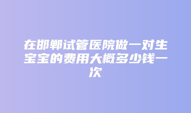 在邯郸试管医院做一对生宝宝的费用大概多少钱一次