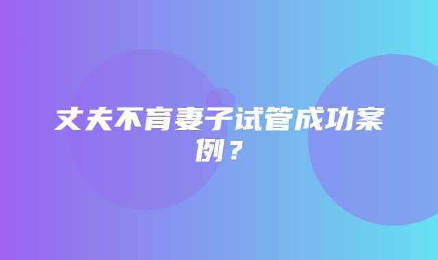 丈夫不育妻子试管成功案例？