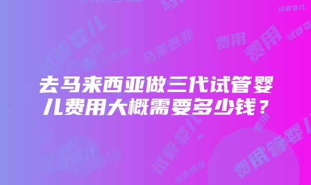 去马来西亚做三代试管婴儿费用大概需要多少钱？