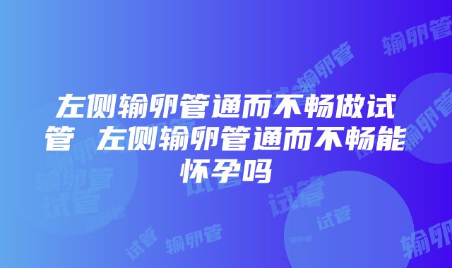 左侧输卵管通而不畅做试管 左侧输卵管通而不畅能怀孕吗