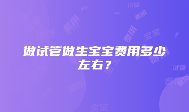 做试管做生宝宝费用多少左右？