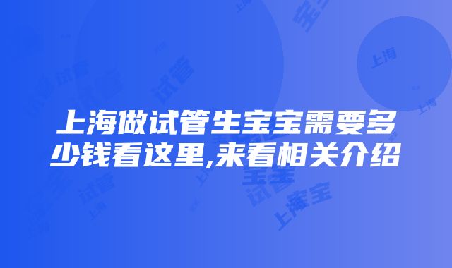 上海做试管生宝宝需要多少钱看这里,来看相关介绍