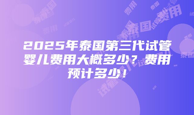 2025年泰国第三代试管婴儿费用大概多少？费用预计多少！