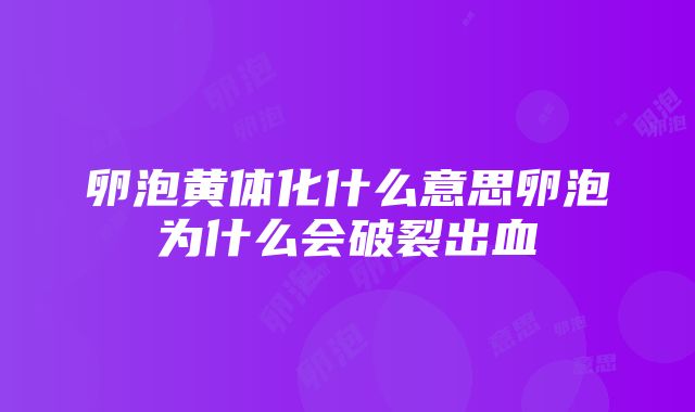 卵泡黄体化什么意思卵泡为什么会破裂出血