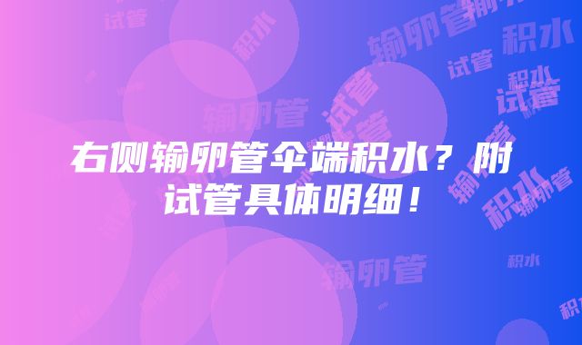 右侧输卵管伞端积水？附试管具体明细！