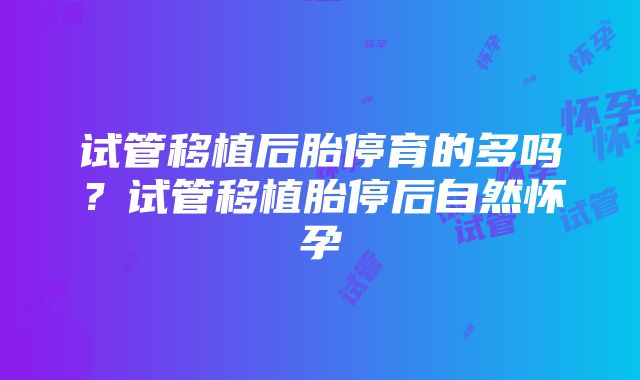 试管移植后胎停育的多吗？试管移植胎停后自然怀孕