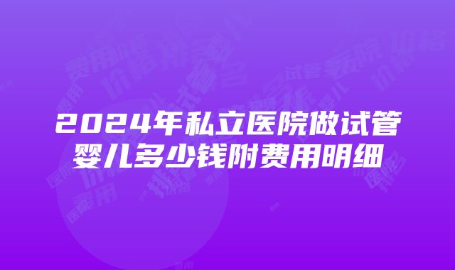 2024年私立医院做试管婴儿多少钱附费用明细