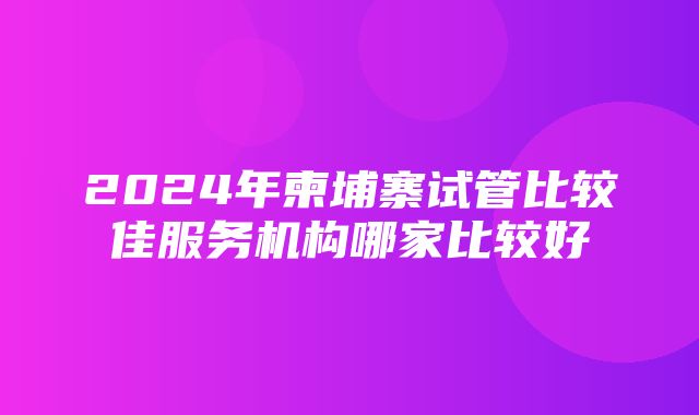 2024年柬埔寨试管比较佳服务机构哪家比较好