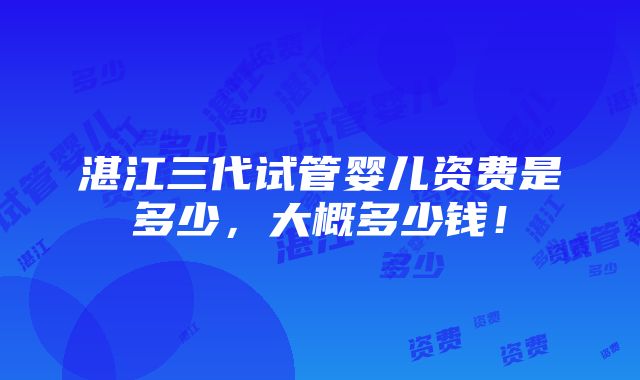 湛江三代试管婴儿资费是多少，大概多少钱！