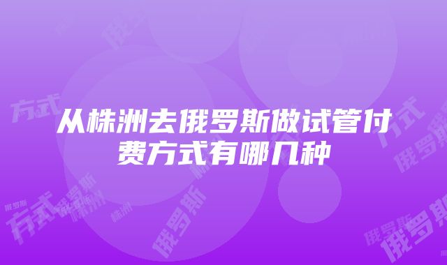 从株洲去俄罗斯做试管付费方式有哪几种