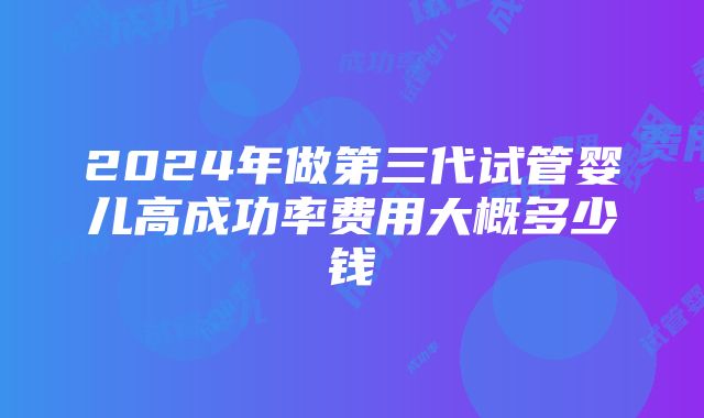 2024年做第三代试管婴儿高成功率费用大概多少钱