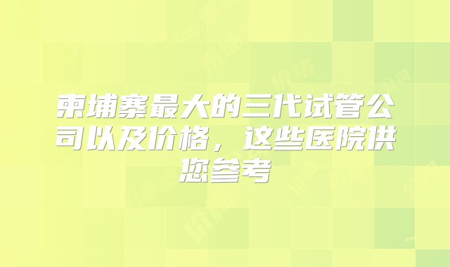 柬埔寨最大的三代试管公司以及价格，这些医院供您参考