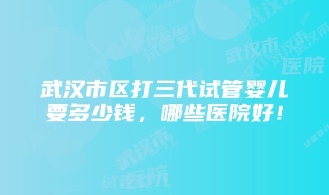 武汉市区打三代试管婴儿要多少钱，哪些医院好！