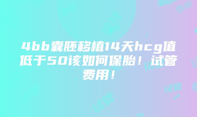 4bb囊胚移植14天hcg值低于50该如何保胎！试管费用！