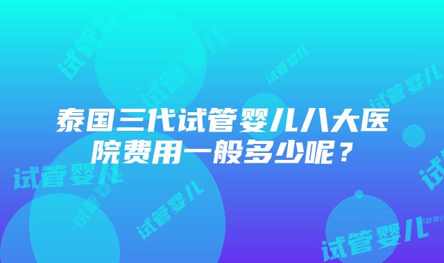 泰国三代试管婴儿八大医院费用一般多少呢？