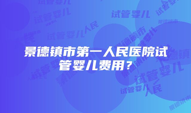 景德镇市第一人民医院试管婴儿费用？